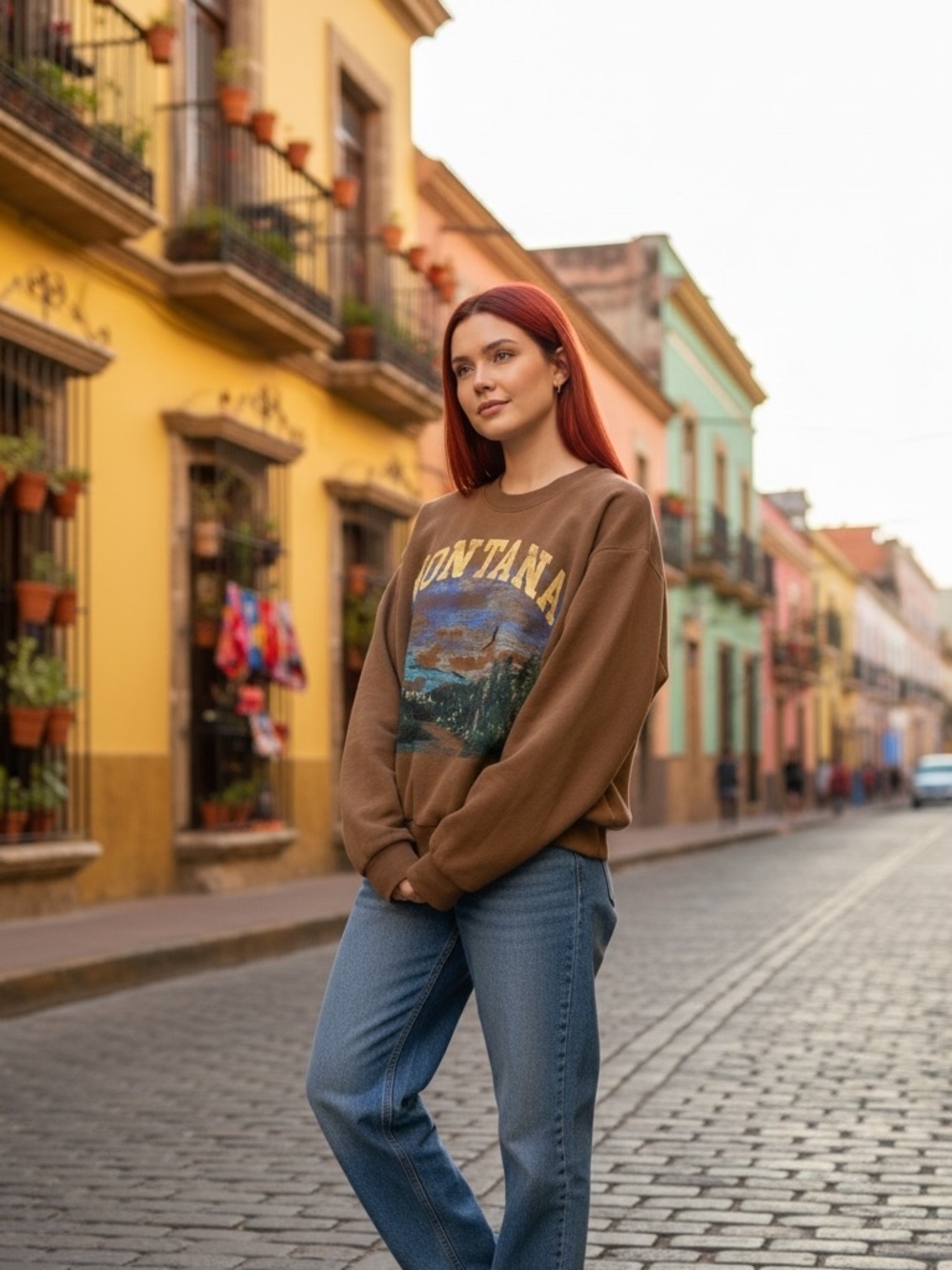 Montana Graphic Crewneck Sweatshirt - Brown xs - Picture 2 of 7
